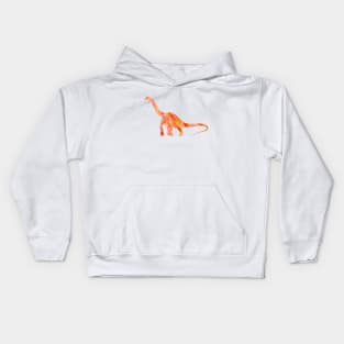 Orange Dinosaur Watercolor Painting Kids Hoodie